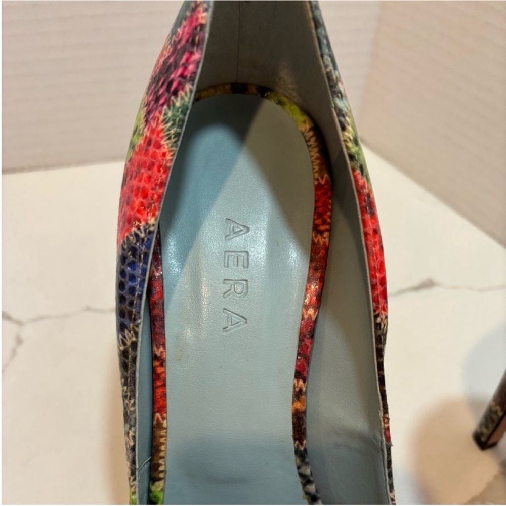 Aera Olivia Pump Snake Multicolor Patchwork Heels… - image 5